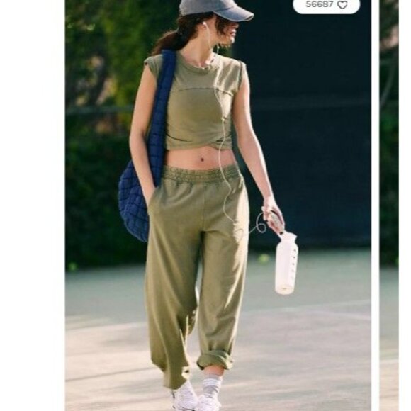 Free People Hot Shot Crossover Set Womens XS Seagrass Green Athleisure Gorpcore - Picture 1 of 2